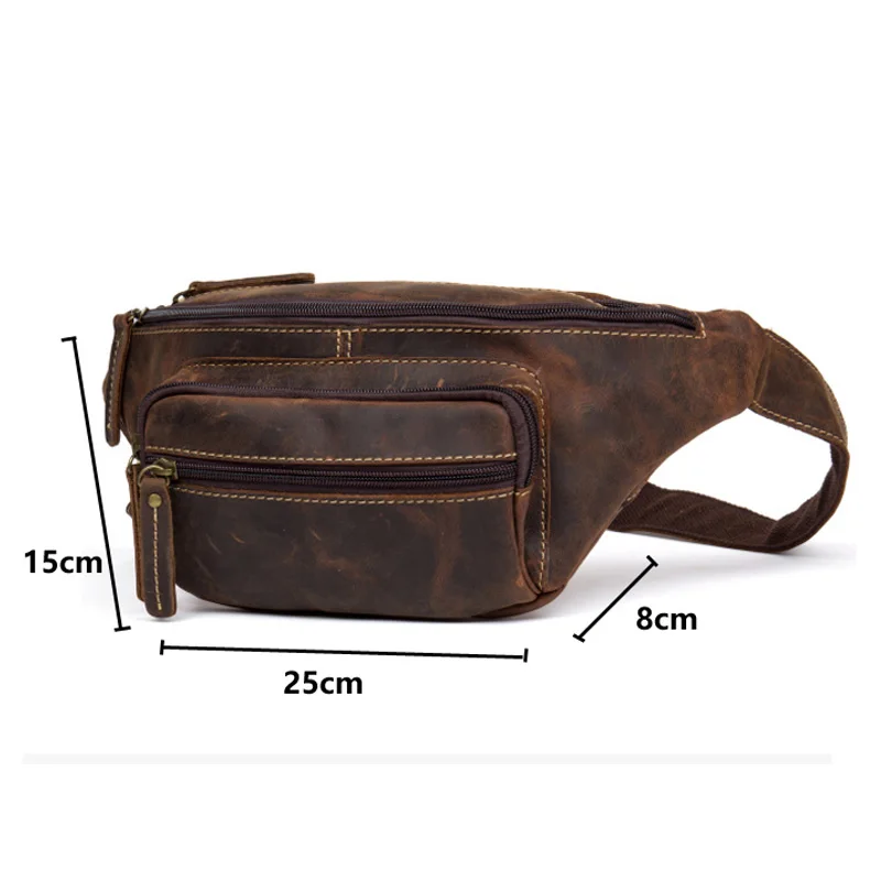 Поясная Сумка Crazy Horse из натуральной кожи для мужчин|men waist bag|waist bagfanny bag |