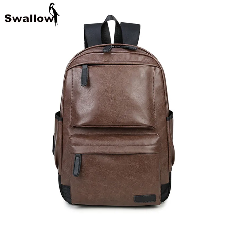 

Fashion Travel Men's Backpack Waterproof Leather Couple Backpacks Vintage Leather Laptop Backpack Brown School Bag