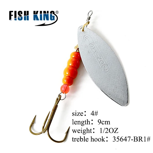 Fishing King 4 цвета 0#-5# spinner ложка приманки с металлической жесткой приманкой с тройным крючком рыболовные снасти Pesca - Цвет: Небесно-голубой