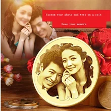 1 шт Латунное изображение на заказ День Рождения Выпускной подарок пара День Святого Валентина подарок памятная монета золотой