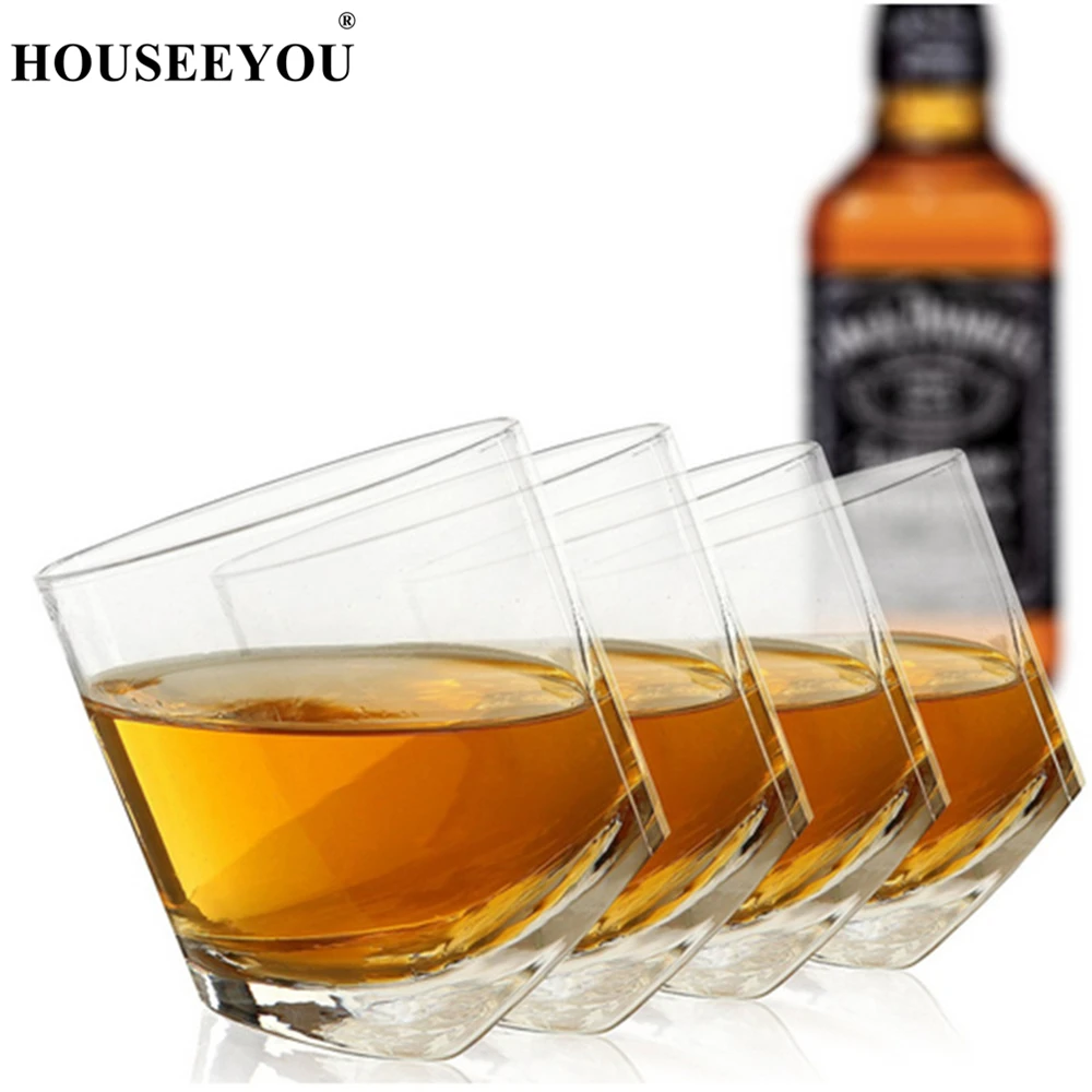 

HOUSEEYOU Creative Shake Whisky Rocking Glass Tumbler Glass Wine Beer Mug Beer Glasses Cocktail Bar 10 oz Brandy Snifters Verre