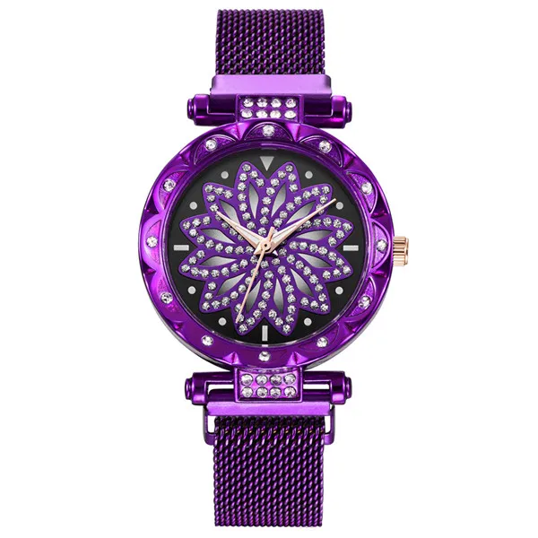 Montre femme 360 Degree Rotating Women Watch Magnetic Bracelet Watch Ladies Quartz Wrist Watch Montre Femme Zegarek Damski A40 - Цвет: Purple