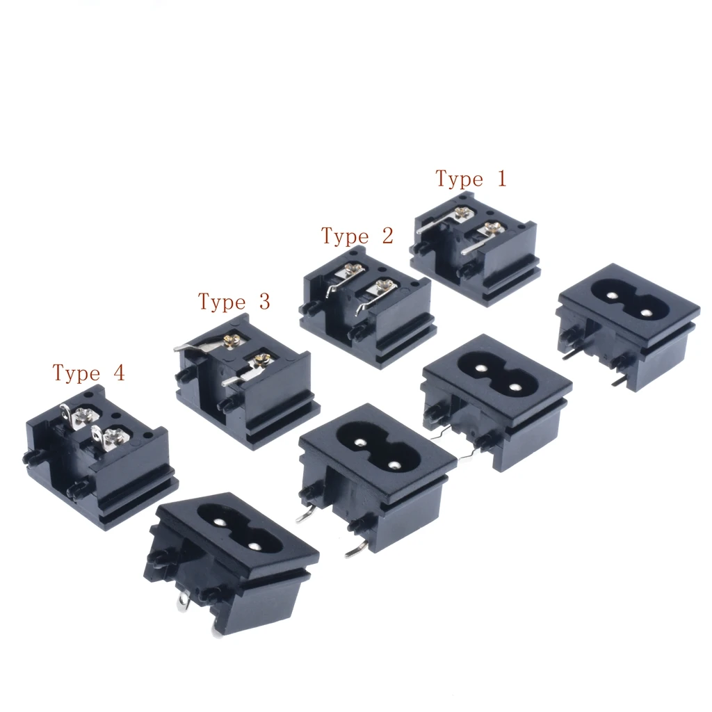 10PCS-IEC-60320-C8-inlet-2-DIP-pin-solder-and-PCB-terminal-split-panel ...