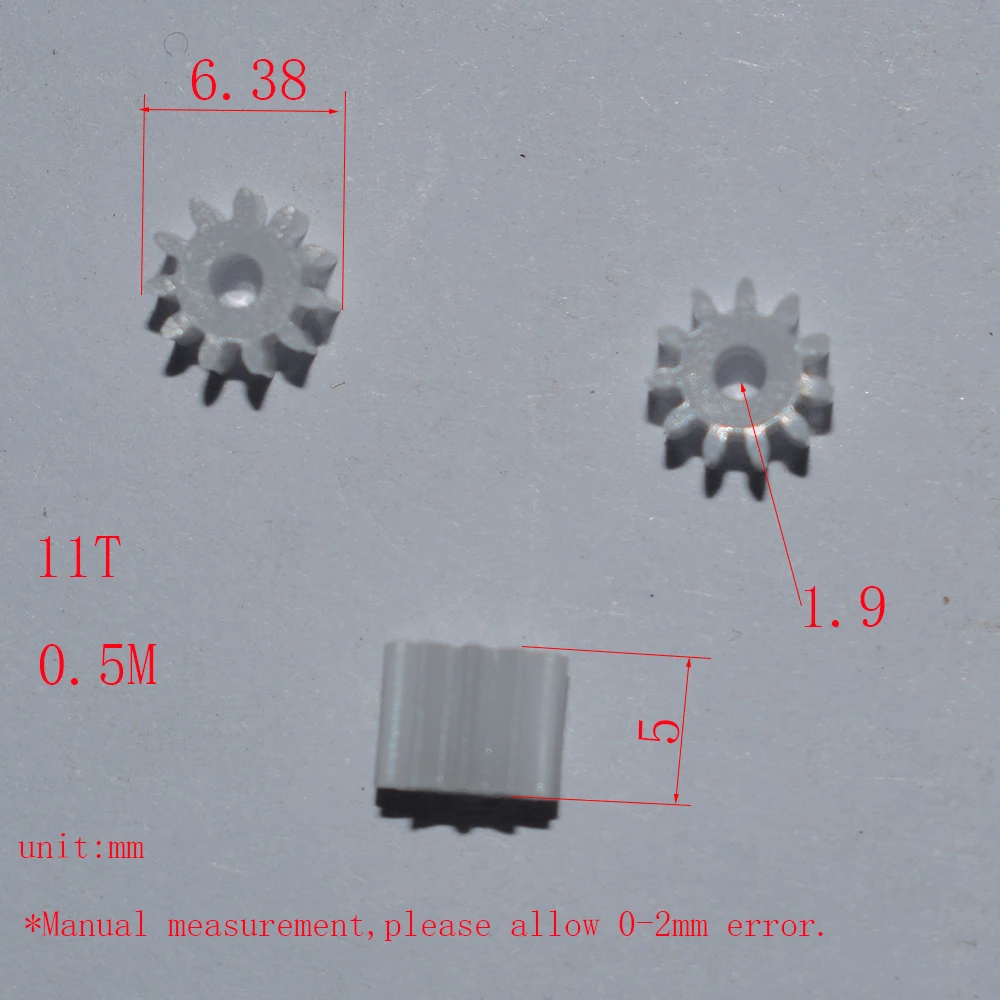 10/100pcs 11teeth/2mm hole/OD 6.5/plastic motor gear/rc car/DIY toys accessories/technology model parts/baby toys/112A