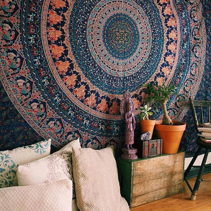 

Indian Mandala Tapestry Hippie Wall Hanging Bohemian Beach Throw Rug Blanket Camping Tent Travel Mattress Psychedelic Tapestries