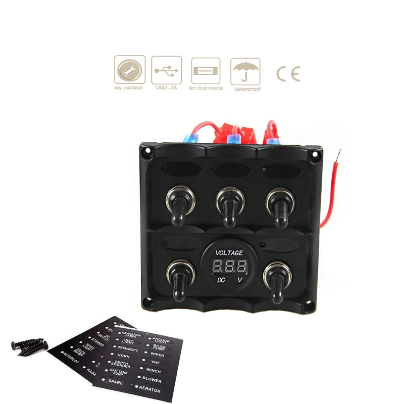 

12V 24V LED Marine Boat Car Toggle Switch Panel Switches Yacht RV Cockpit Control Switch With Digital Voltmeter Refit Accessory