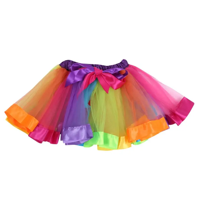 

Childrens Rainbow Skirt Chiffon Fluffy Pettiskirts Girls Tutu Skirts Baby Ballerina Kids Casual Candy Color Skirts