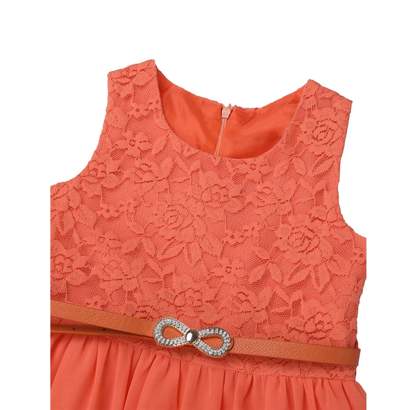 Floral sem Mangas Festa de Aniversário Vestido da Menina Vestido de Princesa com Cinto Crianças Meninas Chiffon Rendas Vestidos Chá Comprimento Flor 4 Crianças meninas chiffon rendas floral sem mangas