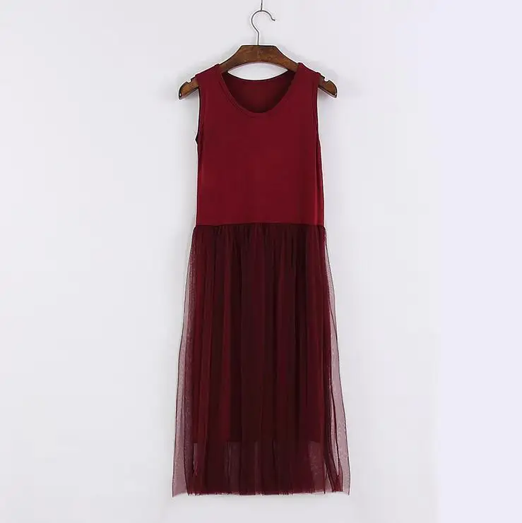 SISPELL летнее платье из тюля, жилет миди, длинные пляжные платья для женщин, без рукавов, сексуальная туника, женская одежда в Корейском стиле большого размера плюс, мода - Цвет: WINE RED