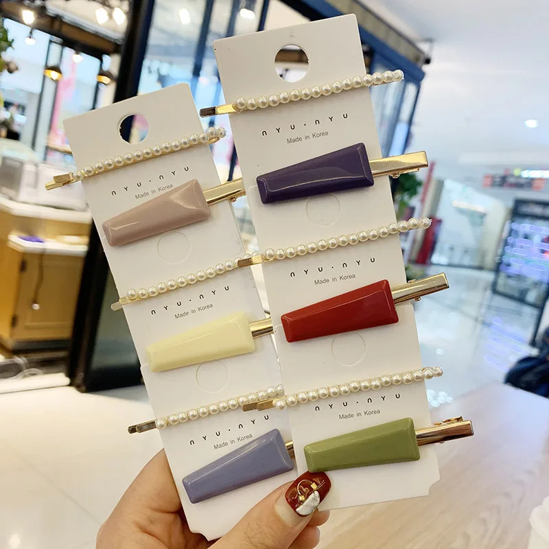 

RE Ice Cream Acrylic Pearl Bead Combination Hair Clip Minimalist Summer Style Bangs Clip Side Clip Hairpin Hair Accessories A36