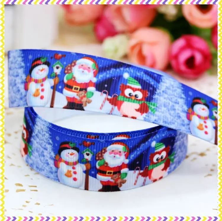 

DHK 7/8'' 5yards christmas printed grosgrain ribbon headwear hair bow diy party decoration OEM Wholesale 22mm C844