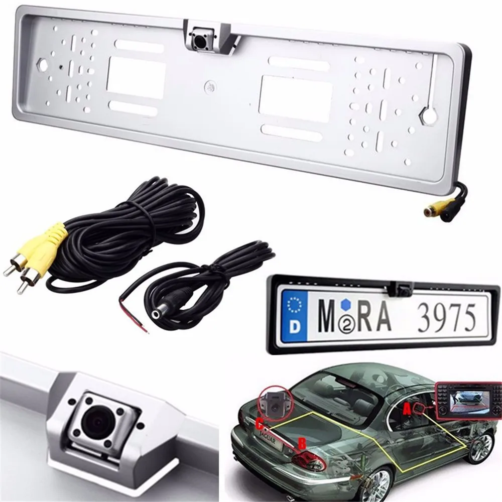 Автомобильная камера заднего вида, Парктроник, Европейская Автомобильная рамка для номерного знака, HD ночное видение, 170 градусов, камера заднего вида с 4 светодиодами