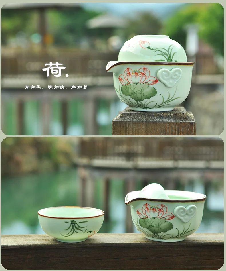 1 горшок 1 чашка Gaiwan расписанный вручную фарфоровый чайник чашка для чая, гайвань дорожный чайный набор кунг-фу чайные наборы чайная чашка Quik керамический чайник