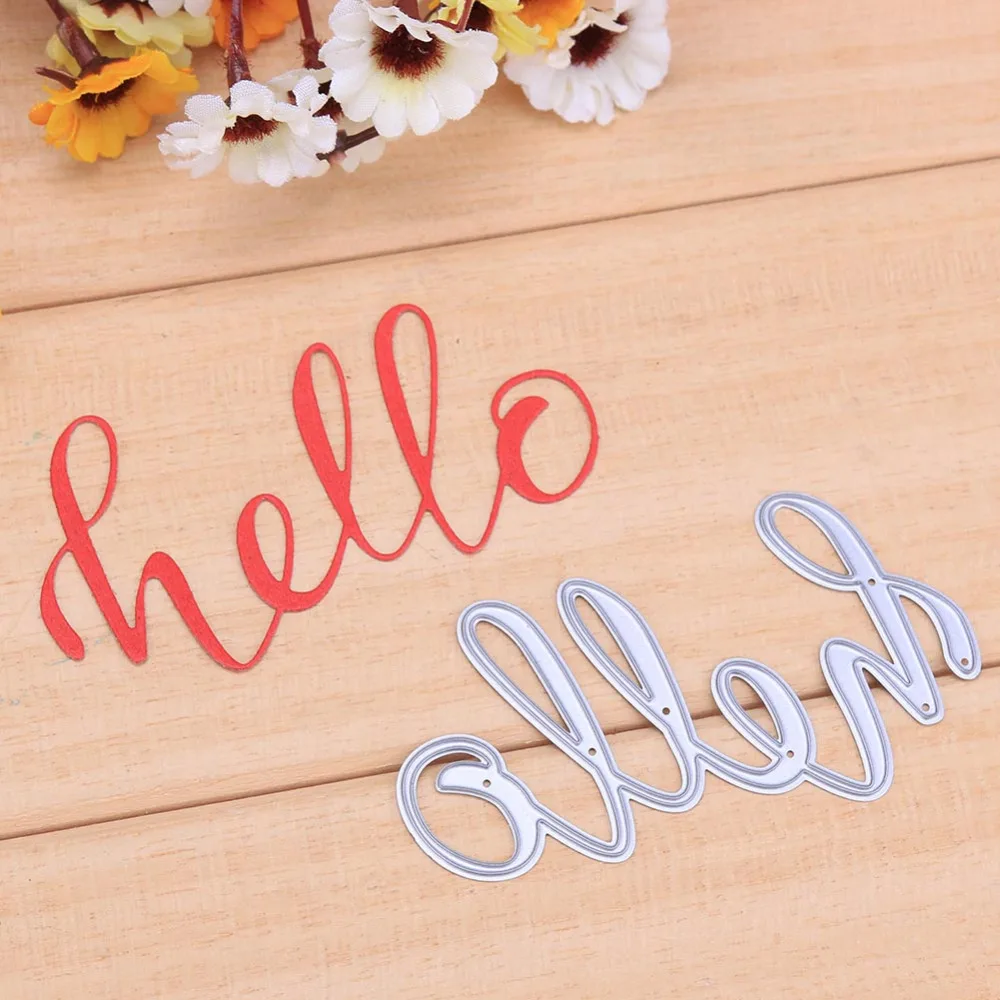 

Hello English Word Metal Cutting Dies Stencil for DIY Scrapbooking Photo Album Paper Cards Decorative Crafts Embossing Die Cuts