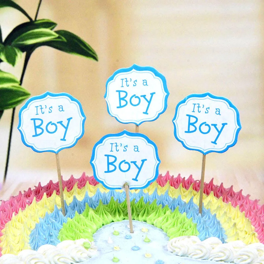 12 Вт/18/20 штук Baby Shower украшения для капкейков для мальчиков и девочек, это мальчик это девочка палочки для торта Пол раскрыть Babyshower вечерние поставки