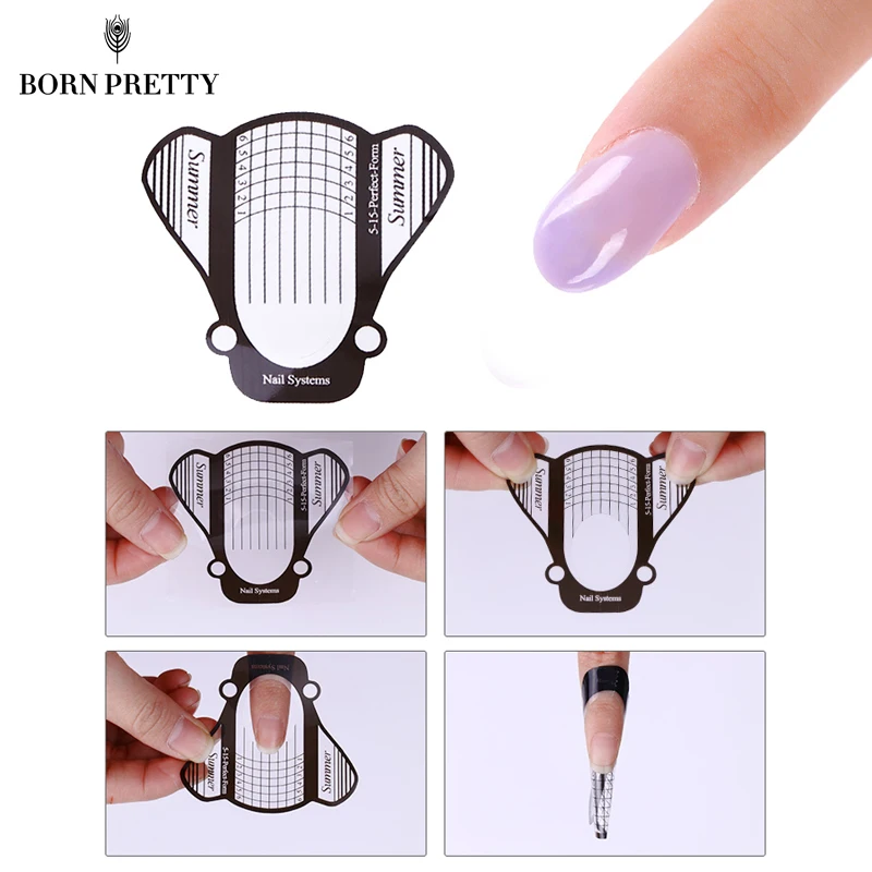 

500Pcs Widen Plane Adhesive Nail Forms Set Builder UV Gel Holder Acrylic Extension Tip Manicure Nail Art Tool