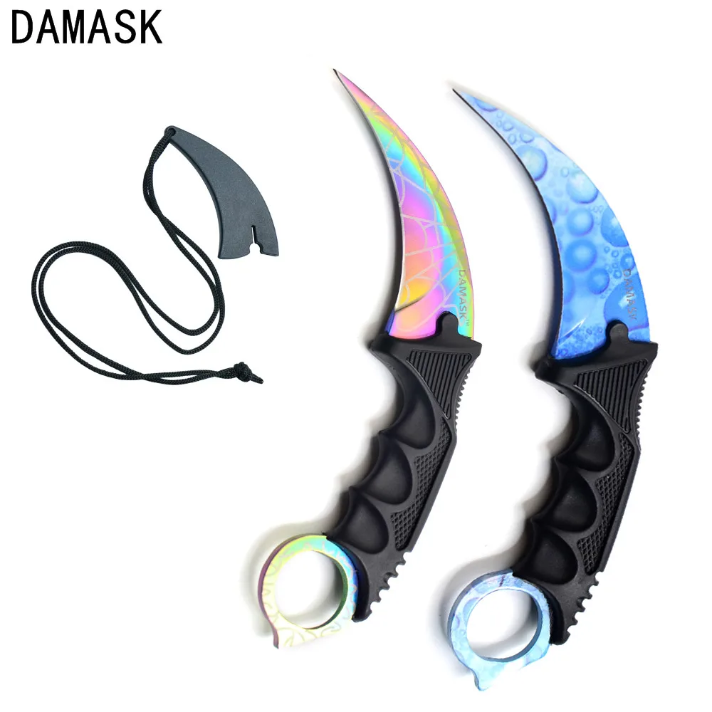 

Damask Brand 2 PCS Outdoor Survival CSGO Counter Strike Karambit Knife Camping Fighting Hunting Knife Sharp Blade Outdoor Tools