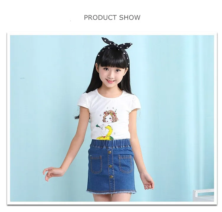 2-10 y summer 2019 children's skirt girls mini skirts fashion jeans denim skirt for girls clothing 6 8 10 years old On Sales (5)