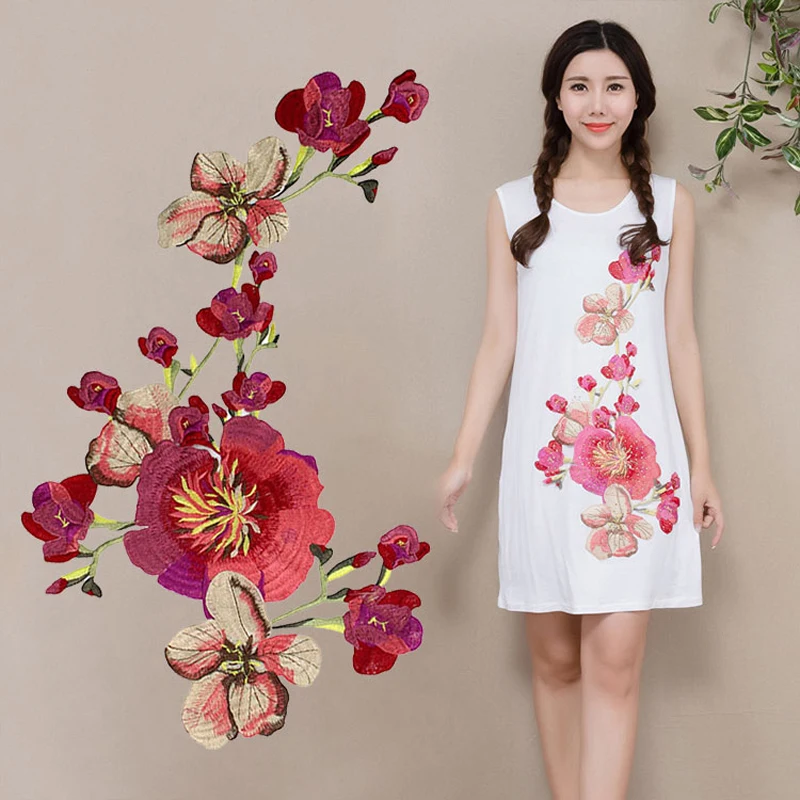 New Plum Blossom Flower Collar Sew on Patch Applique Badge Embroidered Lace Dress Cheongsam Clothes Decor DIY Accessories|collar sewing|embroidered lace collarapplique collar - AliExpress
