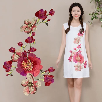 

New Plum Blossom Flower Collar Sew on Patch Applique Badge Embroidered Lace Dress Cheongsam Clothes Decor DIY Accessories