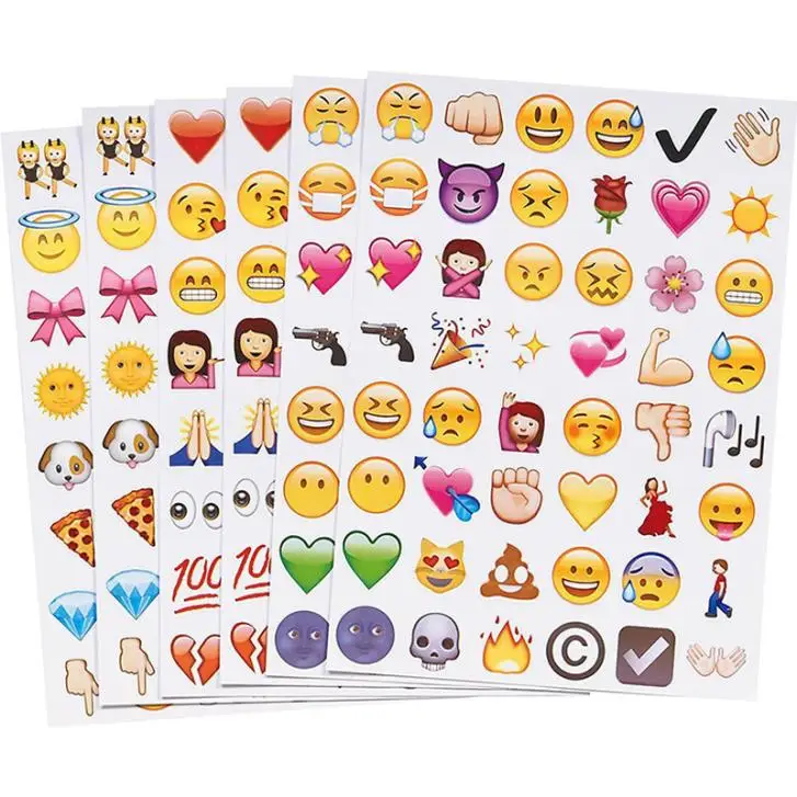 

6 Sheets Stickers Hot Popular Cute Lovely Die Emoji Smile Face For Notebook Message Twitter Vinyl Funny Creative Decor Toys