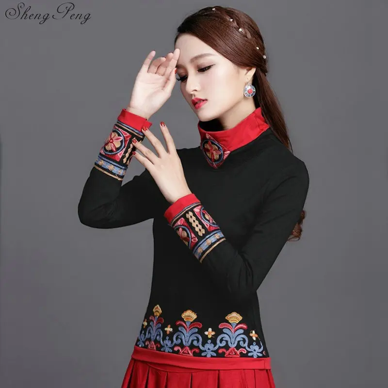 Traditional chinese clothing for women cheongsam top womens tops and blouses elegant ladies retro style tops Q615