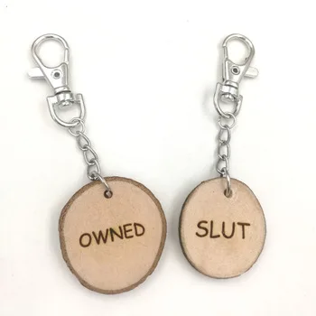 BDSM SUBMISSIVE OWED DAY master 2 designs to choose key chain natural ash rustic wooden burnt annual ring new in gift box KC035