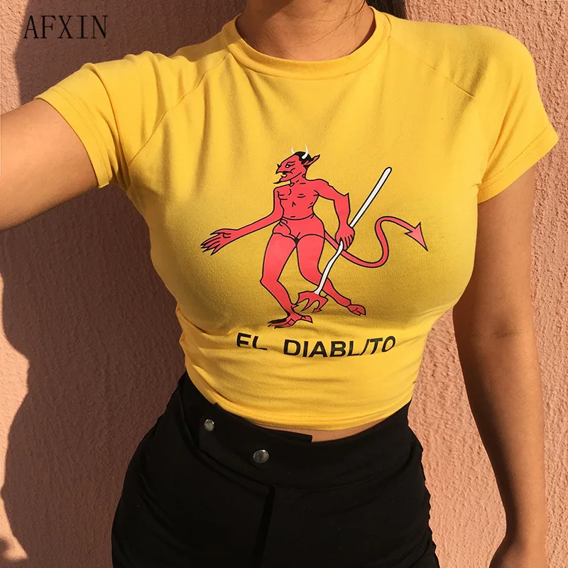 

2019 Casual Pink Sweet Top Women T-shirt Angel Print Summer T Shirt School Short Sleeve Crop Tops Harajuku Club Streetwear New
