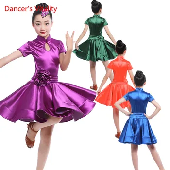 

2017 Girls Latin Dance Dress Children Ballroom Dance Dresses Kids Salsa Rumba Cha Cha Samba Tango Dress Latin Dance Costume