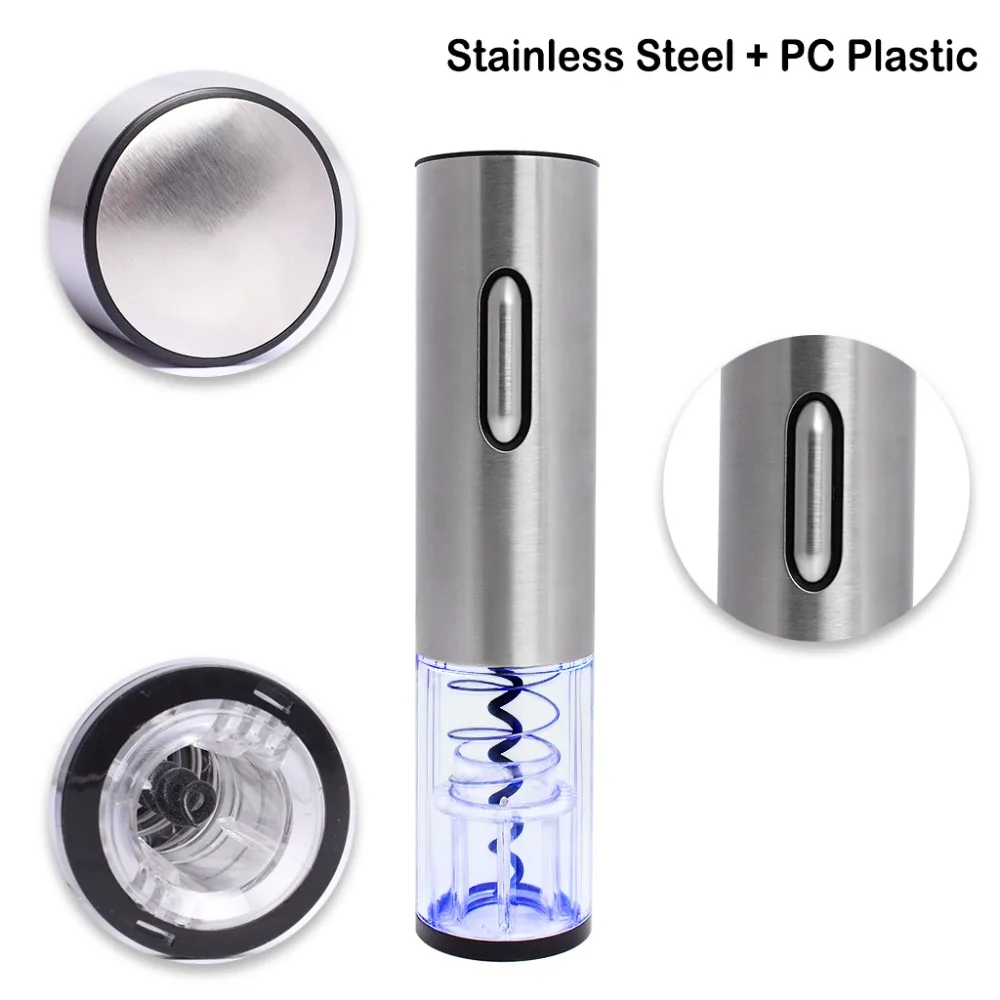 Stainless Steel Electric Bottle Opener USB Rechargeable Electric Bottle Opener Five-Piece Wine Accessories Gift Set with Foil Cutter Vacuum Stopper Wine Pourer (3)
