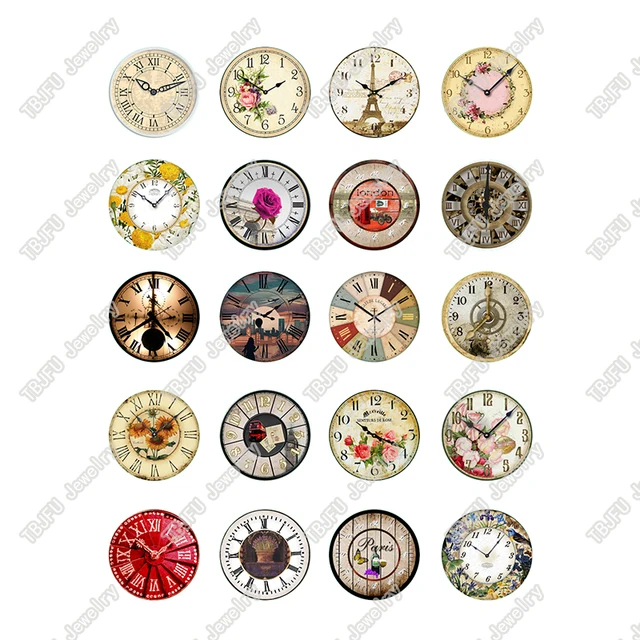 Glass Cabochons Diameter 10mm 12mm 14mm 15mm 16mm 18mm 10pcs Y219,Retro Clock handmade 5pcs 20mm 25mm 30mm