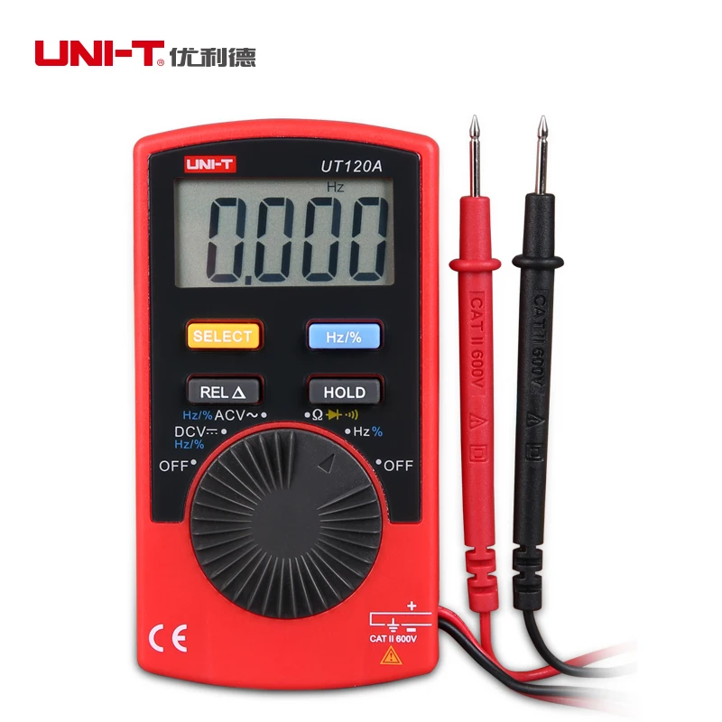 

UNI-T UT120A Digital Multimeter Pocket Size AC/DC Voltage Current Resistance Capacitance Frequency Tester