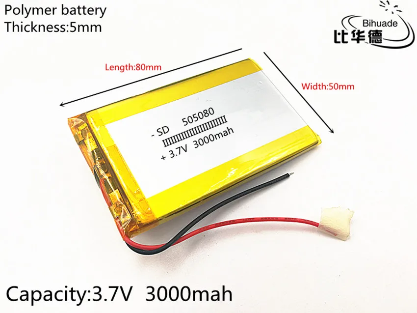 

1pcs/lot 3.7V 3000mAh 505080 Lithium Polymer Li-Po li ion Rechargeable Battery cells For Mp3 MP4 MP5 toy mobile bluetooth