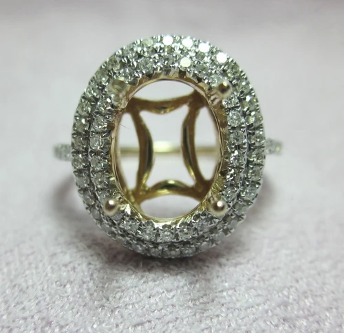 

Oval cut 8x10mm 100% 14k Solid Yellow Gold 0.45ct Natural Diamond Semi-Mount Ring