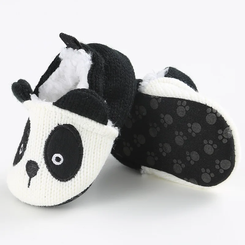 Laleben 2018 Winter Lovely Infant Slippers Baby Boy Girl Cartoon Panda Shoes Cute Anti-slip Wool Toddler First Walkers