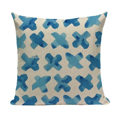 Скандинавские геометрические чехлы для подушек, Синие Клетчатые геометрические хлопковые и льняные подушки для дома, квадратные диванные сиденья, роскошные подушки на заказ - Цвет: 7