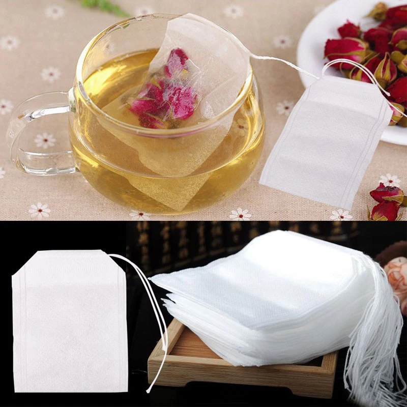 

New Teabags 100Pcs/Lot 5.5 x 7CM Empty Tea Bags With String Heal Seal Filter Paper for Herb Loose Tea Disposable tea bag