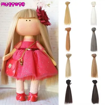 

1pcs 15*100cm High Temperature Fiber Fashion Black Blonde Straight Hair Doll Hair Wefts for DIY 1/3 1/4 1/6 BJD SD Doll Wigs