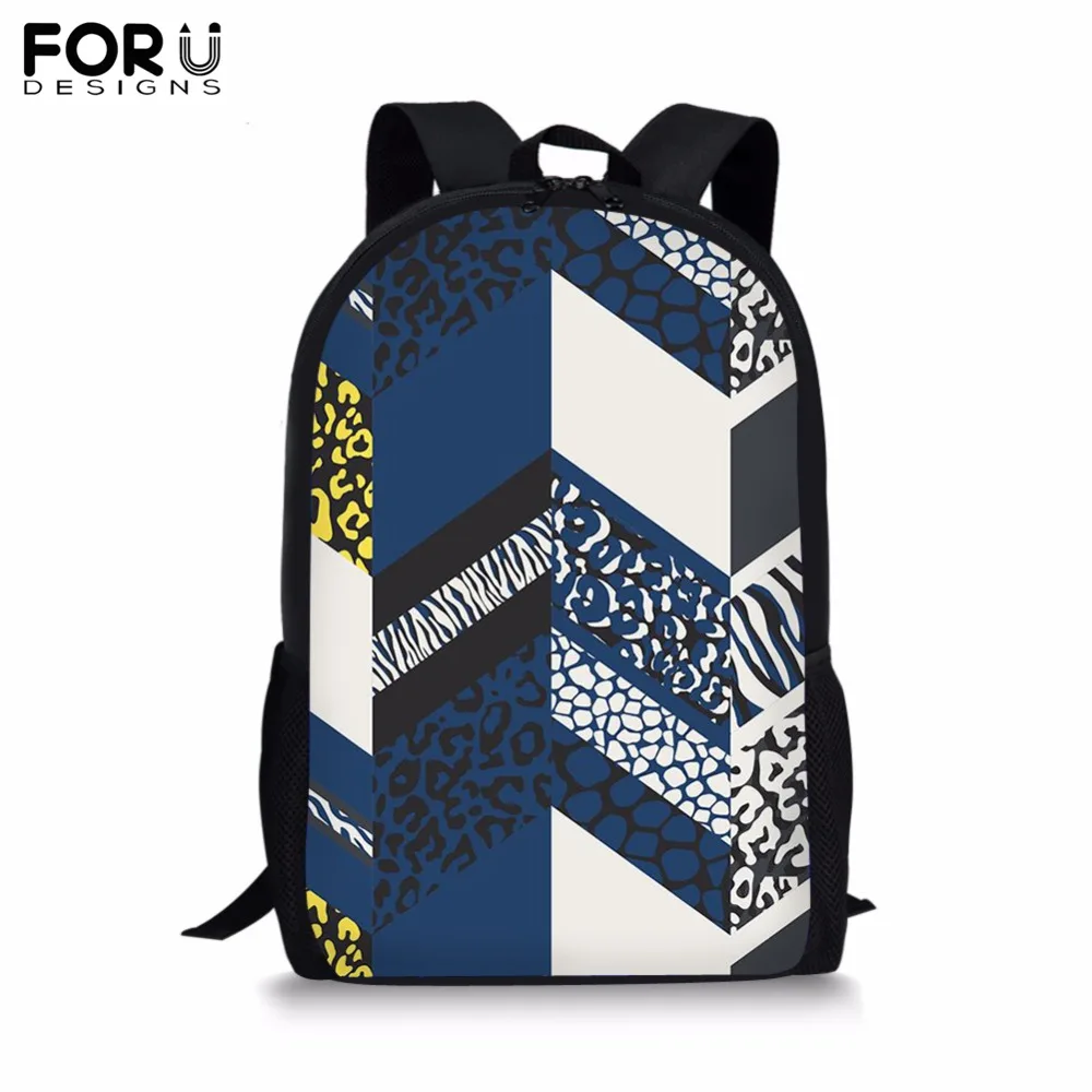 

FORUDESIGNS Customize Backpack for Teenager Girl Boy Cool Stripe Lattice Print School Bag Children's BookBag Daypack Mochila