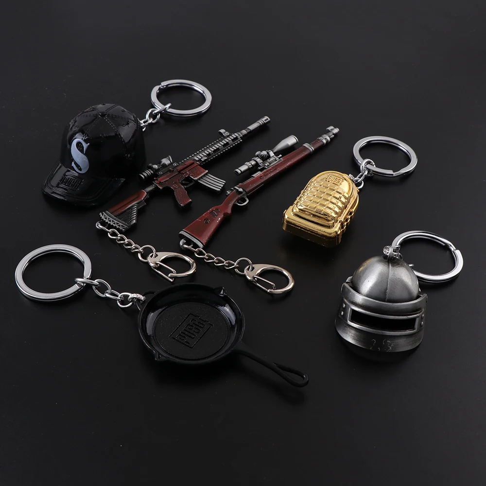 

Hot Game PUBG Keychain AWM 98K Pan ALL Rifle Model Playerunknown's Battlegrounds Cosplay Props Alloy Armor Key Chain 1PCS