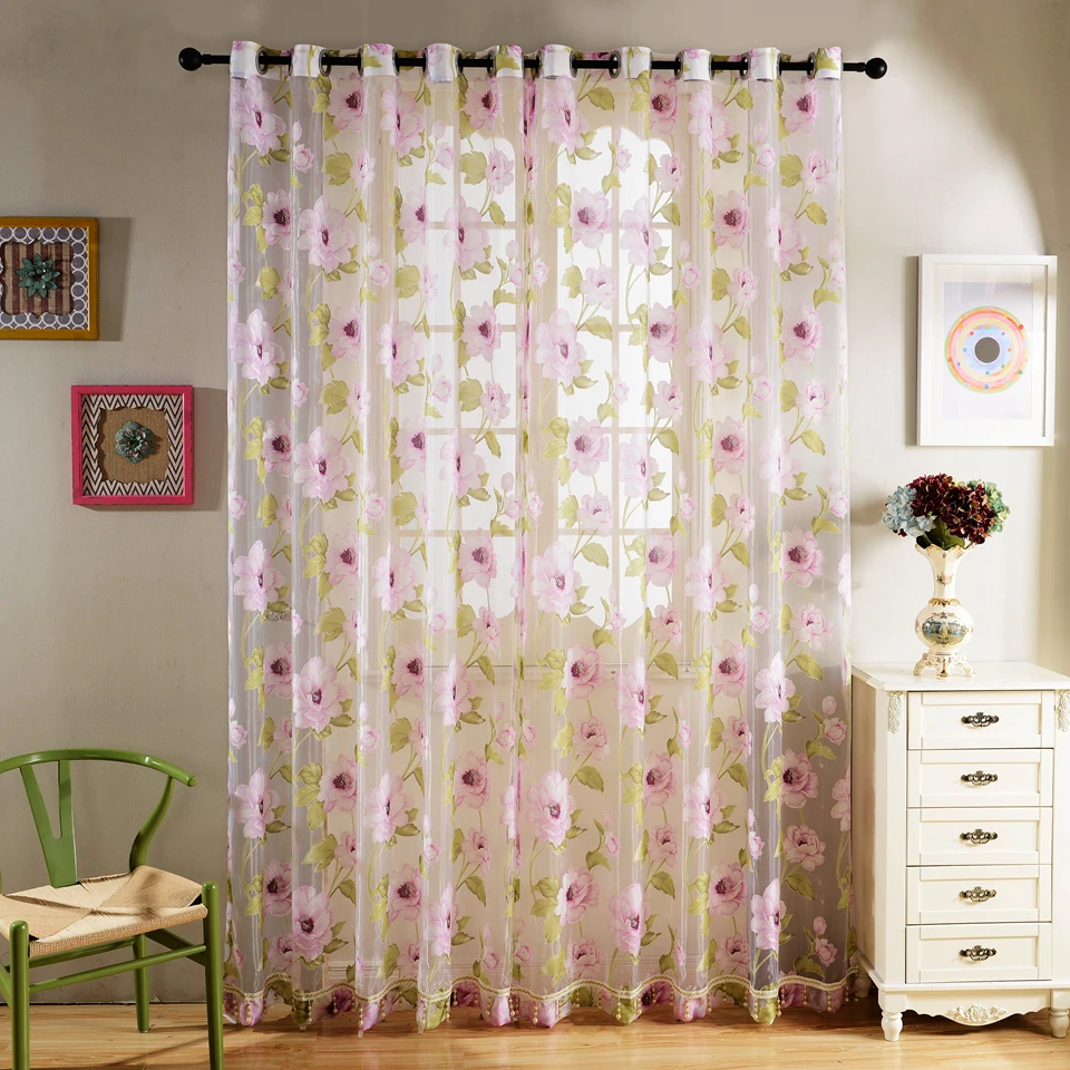 Achetez en gros rose voile rideaux en ligne à des grossistes rose ...