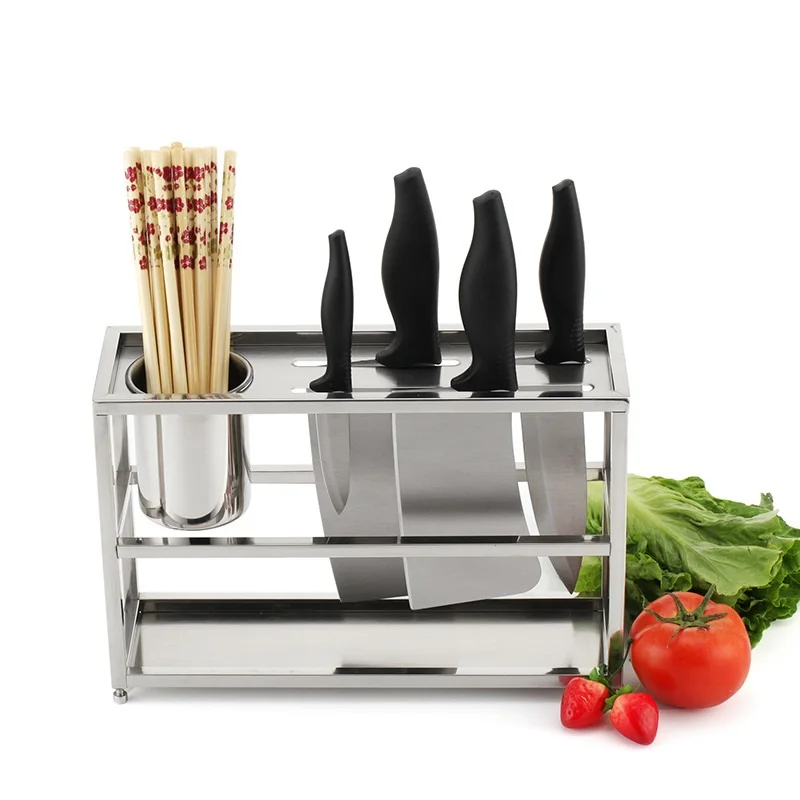 

High Quality 304 Stainless Steel Knife Holder Multifunctional Storage Tool Holder Knife Block Knife Stand Kitchen Accessories