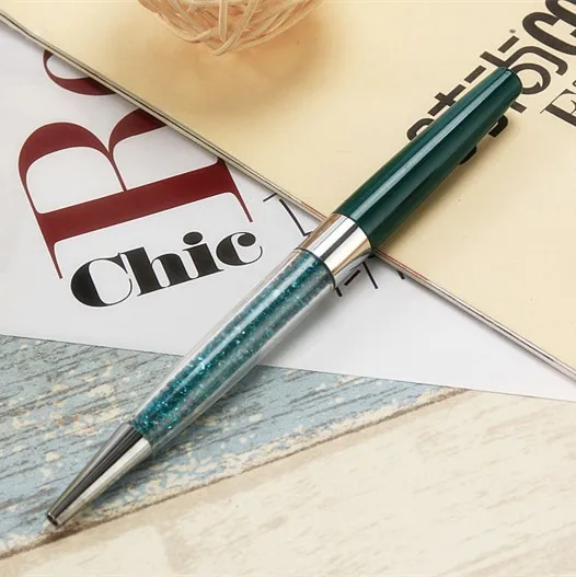Новое поступление креативная кристальная ручка Алмазные шариковые ручки Канцтовары, шариковая ручка 10 цветов масляная заправка 0,7 мм - Цвет: Зеленый