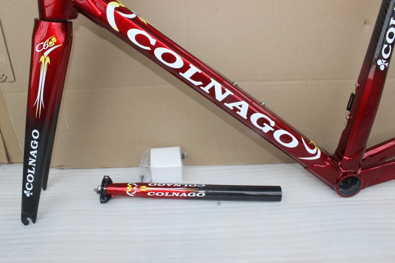 C611 красная черная карбоновая рама Colnago C60 для дорожного велосипеда блестящая