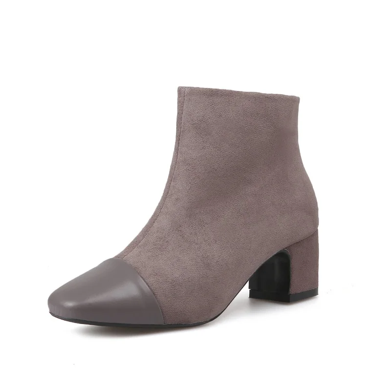 

Europe and the United States 2018 winter new velvet foreign trade models with thick and velvet women's boots gray 1129