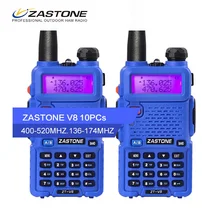 10pcs Walkie Talkie Set Zastone V8 Transceiver Handheld Walkie Talkie UHF VHF Antenna Radio Ham Hf Transceiver