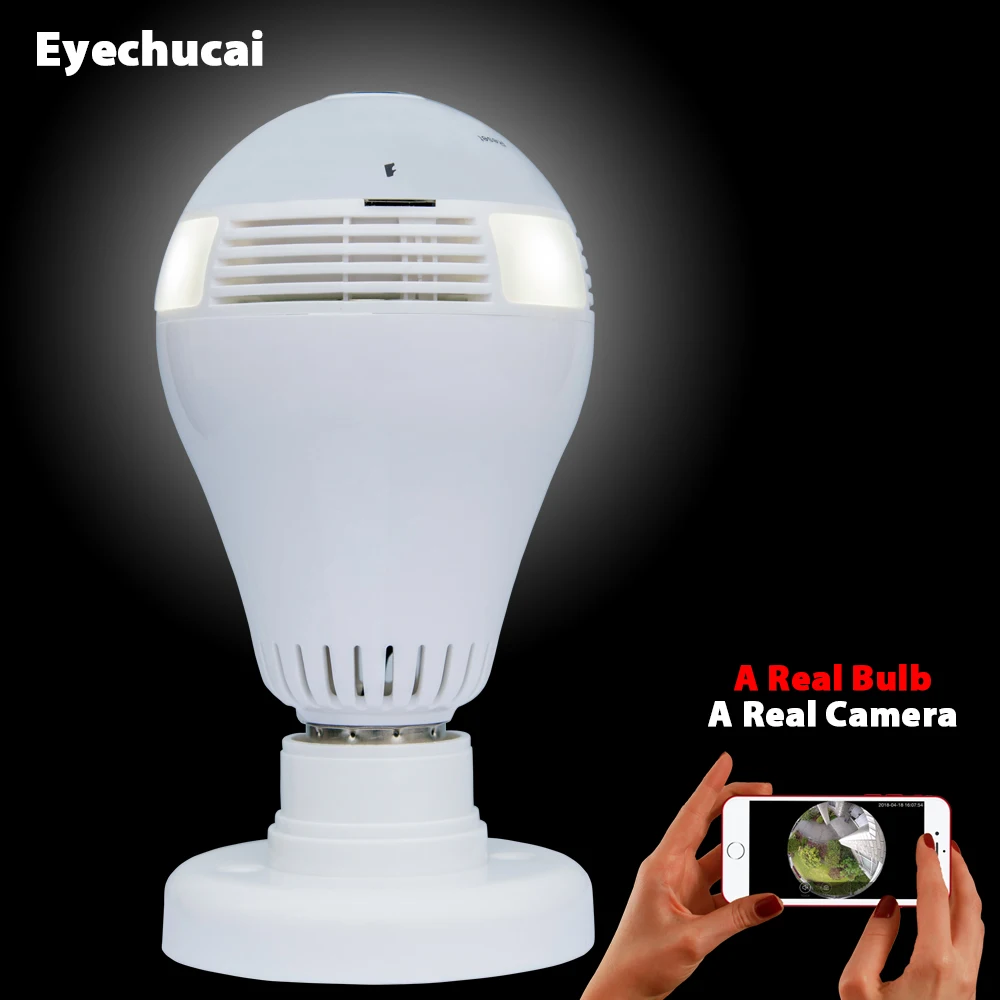 

Bulb Wireless IP Wifi 960P Panoramic Camera FishEye 360 Degree Home Security CCTV Cam White Light Lamp TF Card Recording
