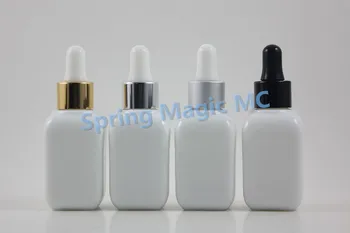 

100PCS 30ml White quadrilateral Dropper Bottle,Eye Essentical Oil Bottle Glass Dropper Serum container,cosmetic packaging