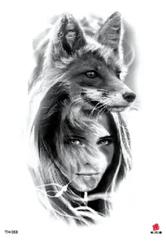 

Temporary Tatoo Fake Tattoo Sticker Wolf Girl Big Size Tattoos Stickers Tatouage Waterproof Flash Tatto For Men Women