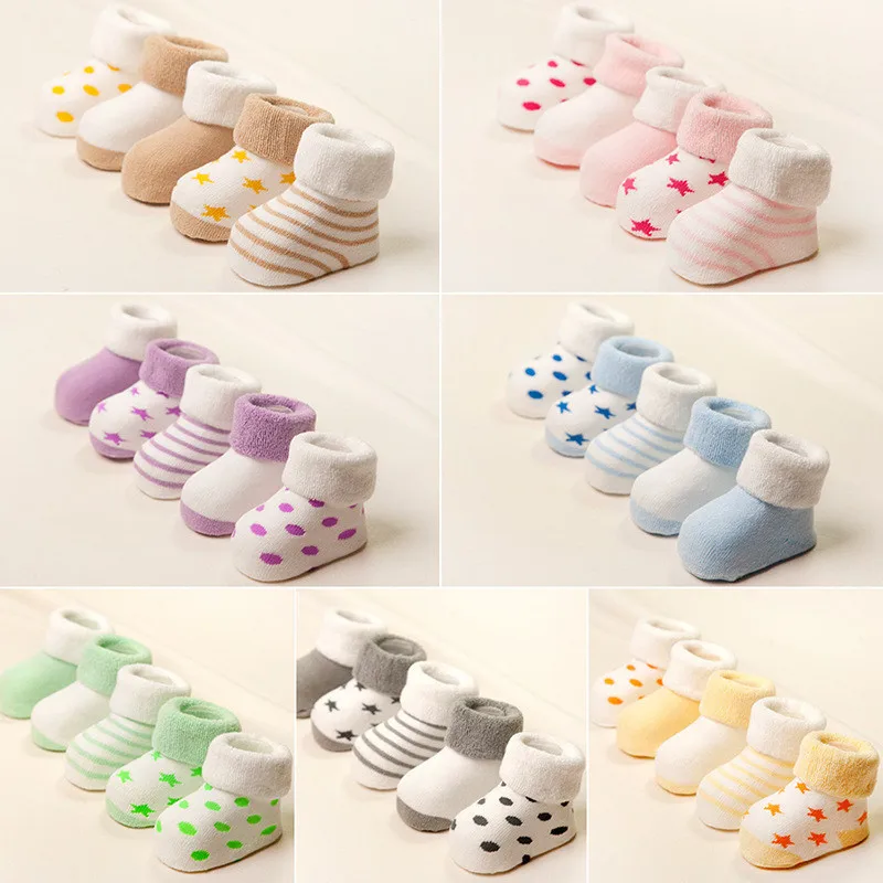

5Pairs Cotton Baby Warmly Cute Socks Autumn Winter Boys Girls Newborn Cartoon Children Candy Color Thickened Hosiery Floor Socks
